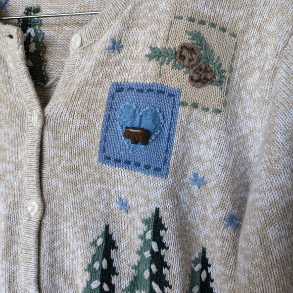 VINTAGE woodland rustic embroidered cardigan - Picture 3 of 8